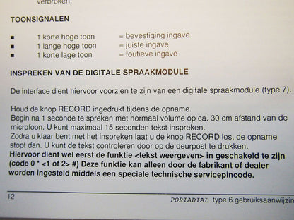 PORTADIAL interface Type 6 met digitale spraakmodule