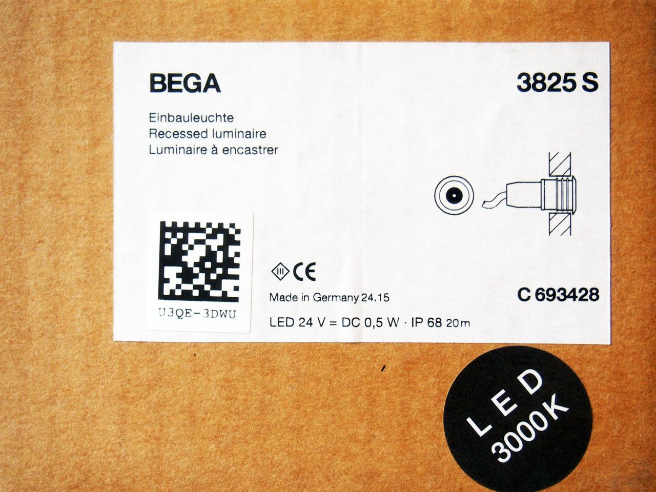 Bega 3825S onderwater wandspot inox