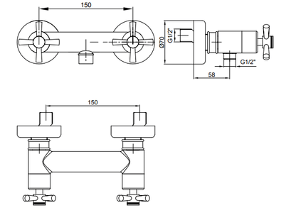 E.C.A Quadrille design douchemengkraan chroom