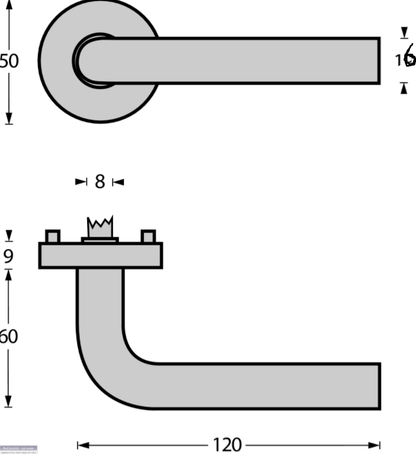 Intersteel Ital deurkrukken recht Ø16 mm op rozet 50 mm RVS