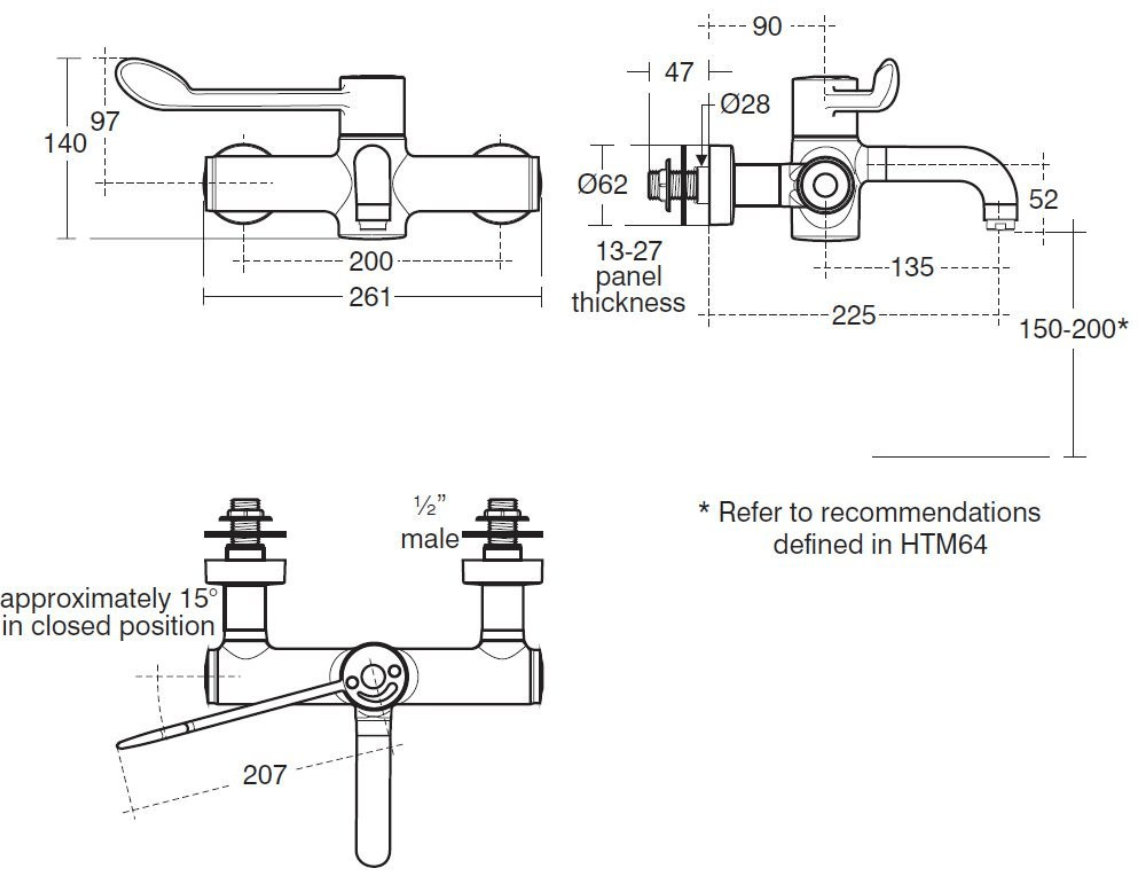 Armitage Shanks wandthermostaat chroom