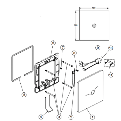 Ideal Standard elektronische urinoirspoeler voor wandinbouw diepte 19mm (chroom geborsteld)