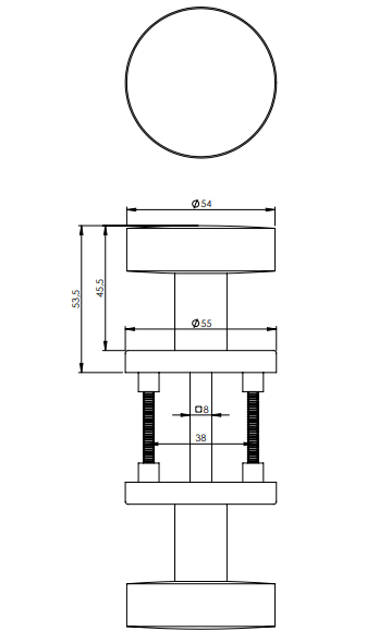 AXA vast rond deurknoppen met een diameter van 54 mm en een dikte van 17 mm (paar)