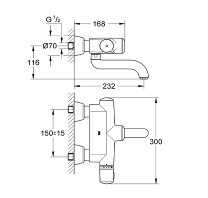 Grohe Europlus E wandkraan 6 V infrarood, Chroom