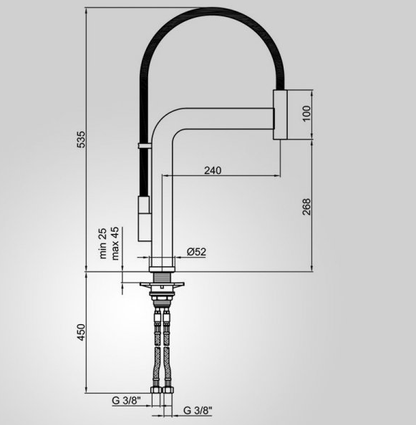 Reginox Nile design keukenkraan met handdouche en magneethouder chroom