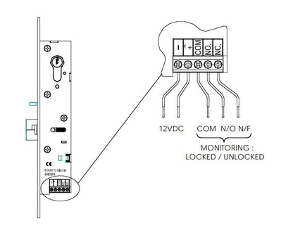 DIAX SDA25 Pengrendel voor doordraai deur of klapdeur arbeidsstroom 12 V DC  doorn 25 mm + Signaal.