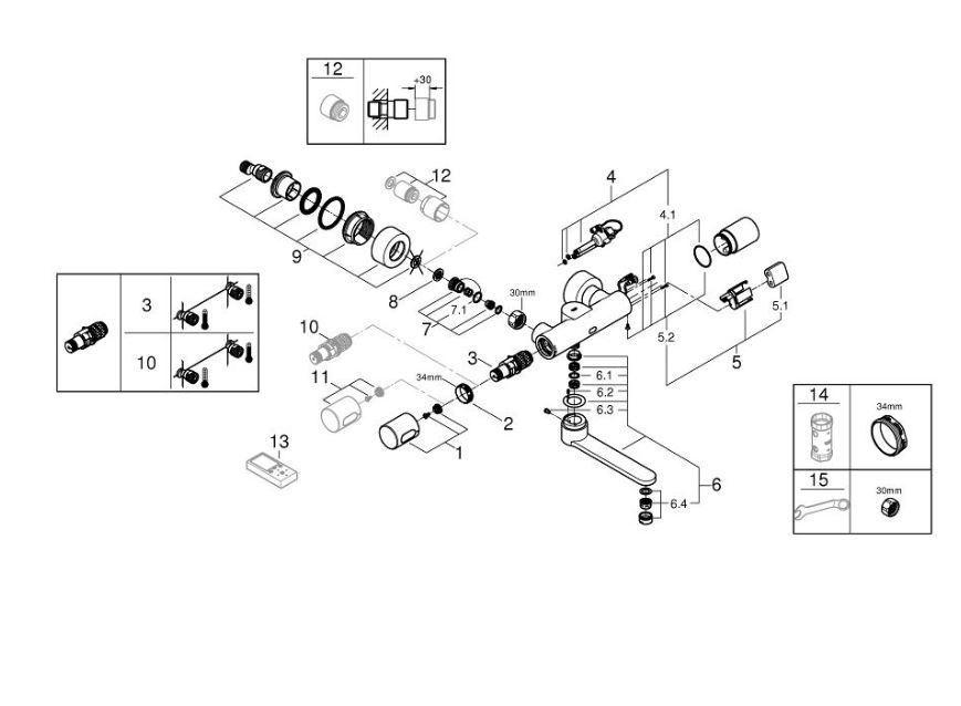 GROHE Eurosmart Cosmopolitan E wandkraan thermostatisch met uitloop 25cm, Chroom