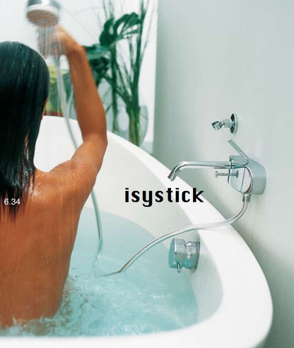 Zucchetti Isystick ZP1148 design bad/douchemengkraan met doucheslang en handdouche chroom