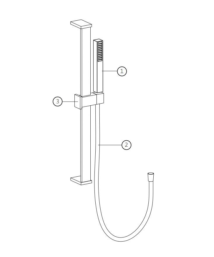 Mamoli Fuente viekant design glijstangset met handdouche en doucheslang chroom