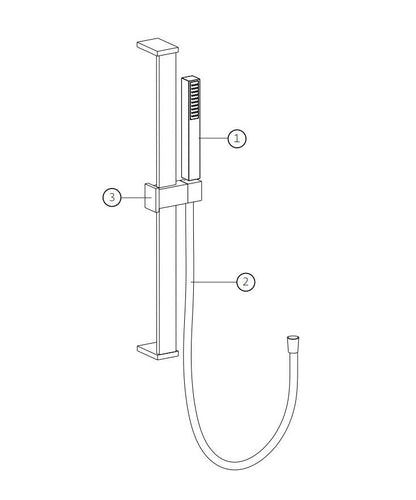 Mamoli Fuente viekant design glijstangset met handdouche en doucheslang chroom