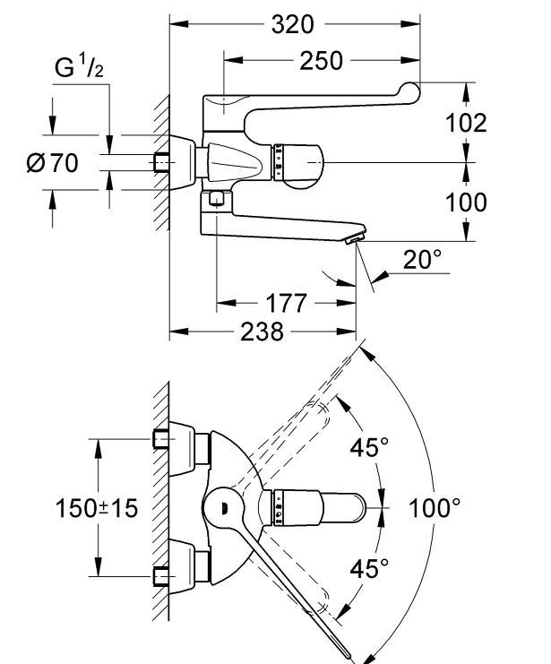 Grohe Ergomix thermostatisch wandmengkraan chroom