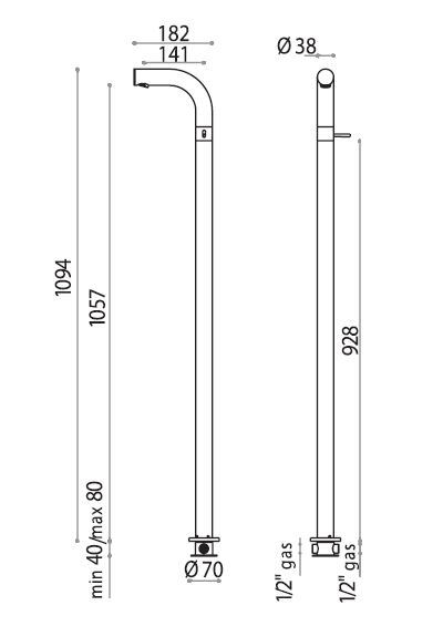 Supergrif D38 vrijstaand design wastafelkraan chroom