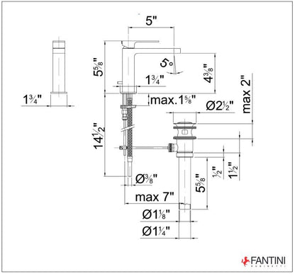 Fantini Mint design wastafelkraan met waste chroom