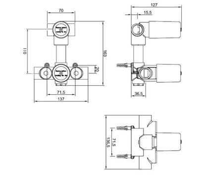 Wiesbaden type 125 thermostatische Inbouw regendoucheset