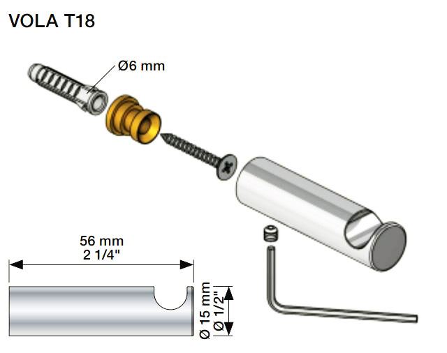 Vola T18-17 handdoekhaakje, zwart glans (set a 4 stuks)