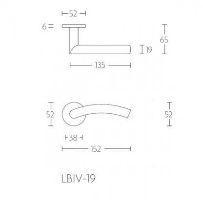 Linox basic LB-IV deurkruk mat RVS 19mm op rozet (paar)