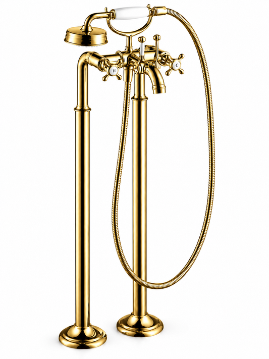 Hansgrohe Axor Montreux tweegreeps badmengkraan vrijstaand (gepolijst optic gold)