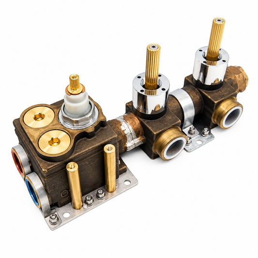 Gessi inbouwdeel V.Therm met hoog debiet met twee stopkranen 3/4", chroom