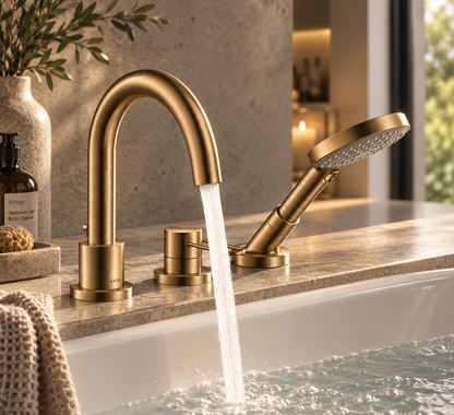 Hansgrohe Axor Uno 3-gats badrandmengkraan afbouwdeel met beugelgreep geborsteld brons