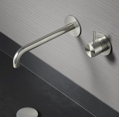 Hotbath Archie AR005EXT wastafelmengkraan afbouwdeel met 25 cm uitloop, geborsteld RVS