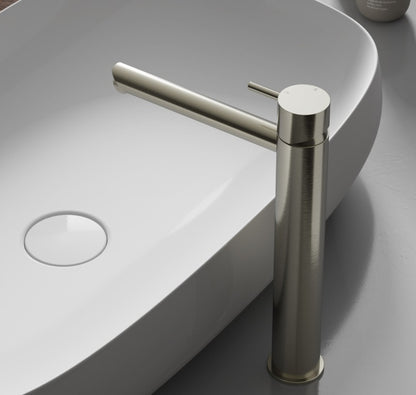 Hotbath Cobber hoge wastafelkraan met rechte uitloop geborsteld nikkel