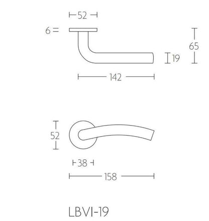 Basic LBVI-19 deurkrukken op ronde rozet geborsteld RVS