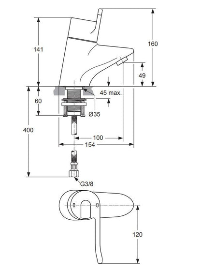 Ideal Standard Ceraplus/Medical Care wastafelkraan chroom