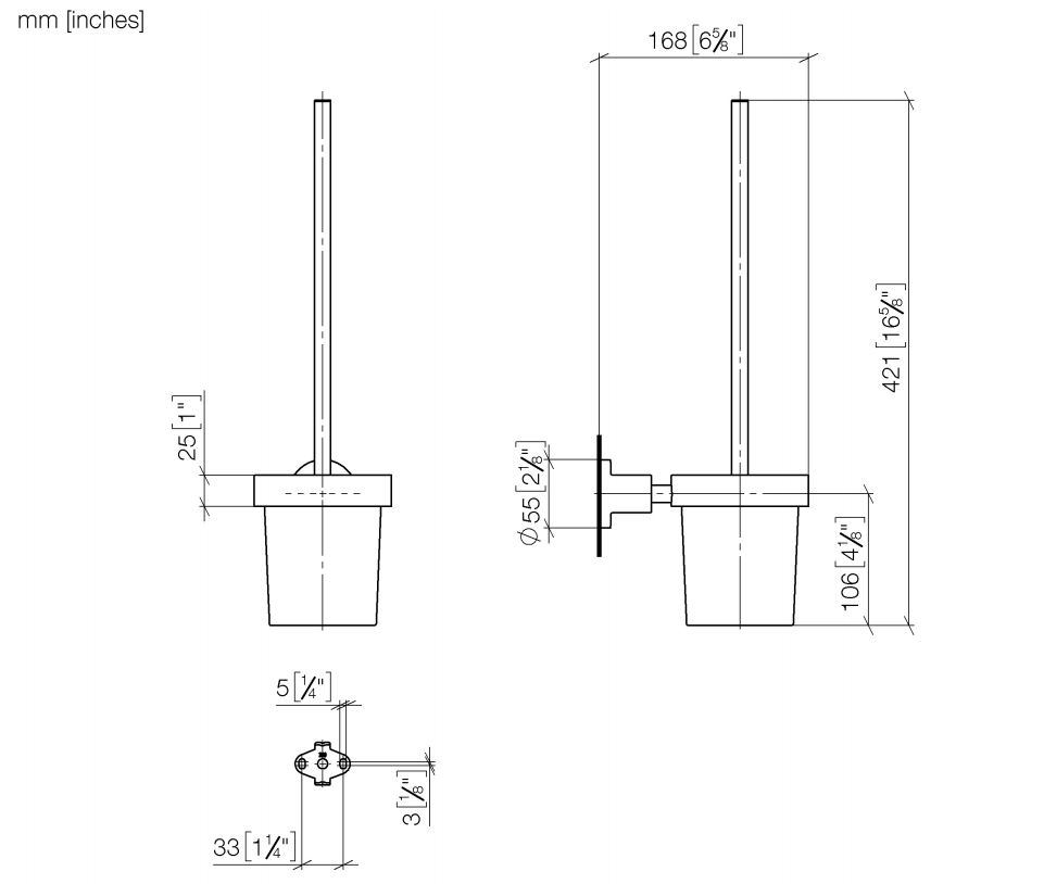 Dornbracht Tara WC-borstelgarnituur wandmodel glas van bergkristal platina mat