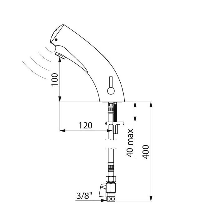 Delabie Tempomatic mix 3 elektronische sensor wastafelmengkraan chroom