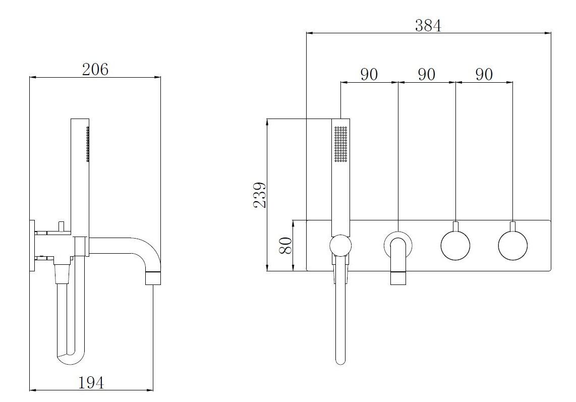 Wiesbaden Style Bad Thermostaatkraan Inbouw 2-knops afbouwset, geborsteld Messing Goud