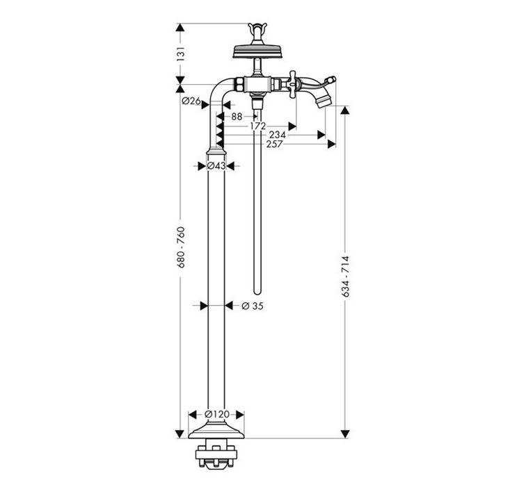 Hansgrohe Axor Montreux tweegreeps badmengkraan vrijstaand (gepolijst optic gold)