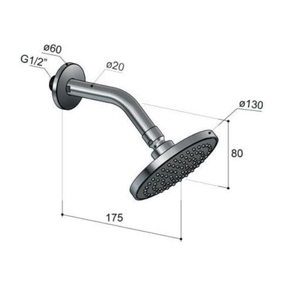 Hotbath Mate M385 hoofddouche wandmodel 13 cm geborsteld nikkel