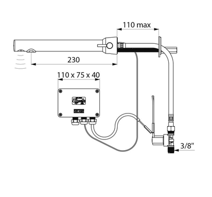 Delabie BLACK BINOPTIC MIX elektronische mengkraan, mat zwart