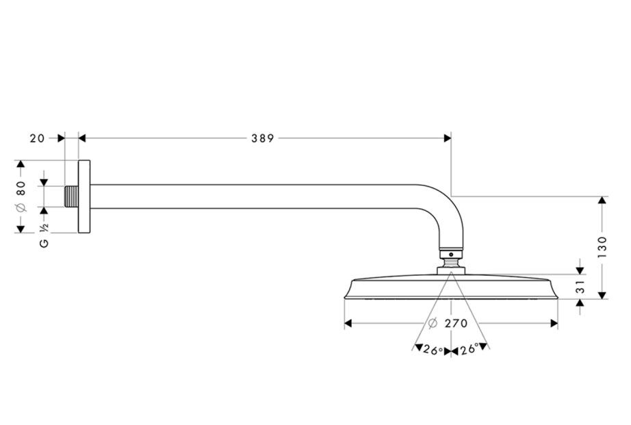 Hansgrohe Raindance Classic hoofddouche 270 mm met douchearm, chroom