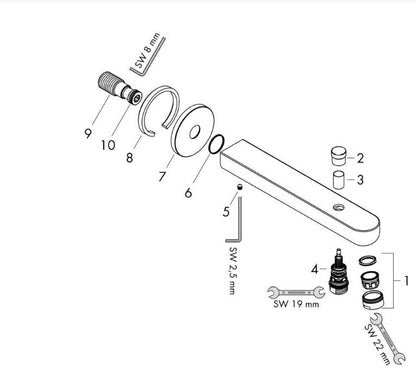 Hansgrohe Metris S baduitloop met omstelling 228 mm chroom