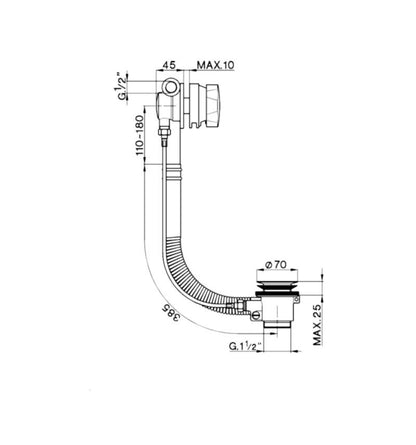 Salenzi Giro badafvoer gepoedercoat messing Mat zwart Ø48 mm