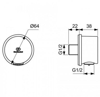 Ideal Standard Idealrain wandaansluitbocht rond mat zwart