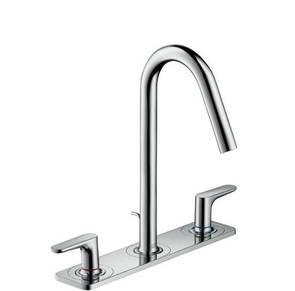 Hansgrohe Axor Citterio M 3-gats wastafelkraan met plaat met waste chroom