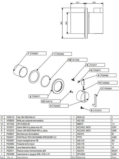 COCOON Piet Boon 01 THERM EXT afbouwdeel thermostatische mengkraan