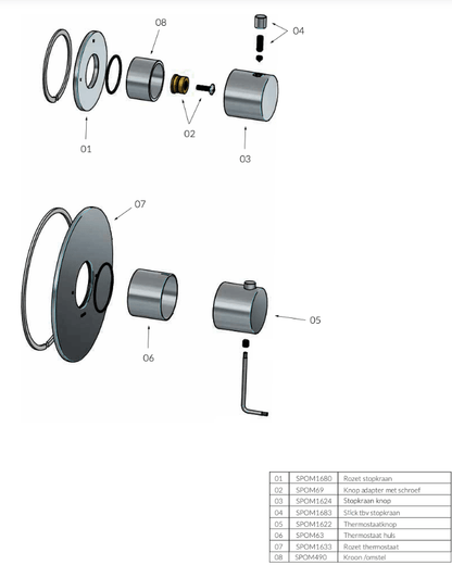 Hotbath Cobber CB012EXT afbouwdeel voor inbouw thermostaat met 1 stopkraan mat zwart (model 2020)