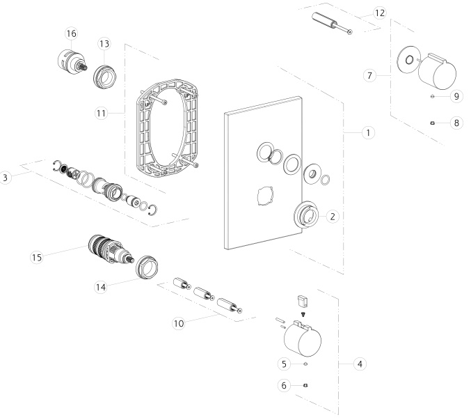 Gessi Emperio 3-weg inbouw douche thermostaatkraan, warm bronze