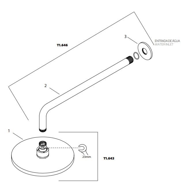 Waterevolution Flow hoofddouche met wandbevestiging copper PVD