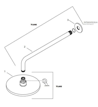 Waterevolution Flow hoofddouche met wandbevestiging copper PVD