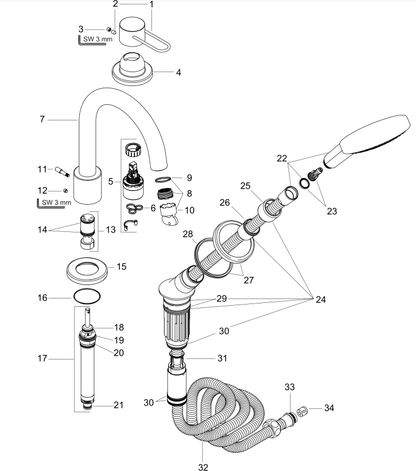 Hansgrohe Axor Uno 3-gats badrandmengkraan afbouwdeel met beugelgreep geborsteld brons