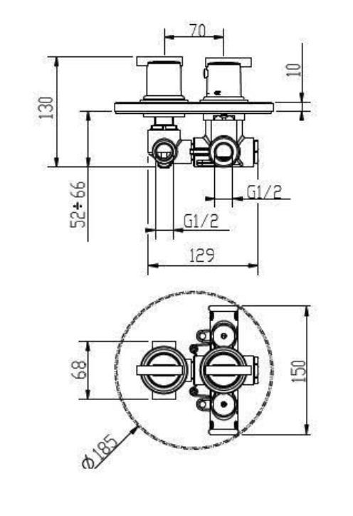 Huber Tratto thermostaat inbouw doucheset 3-weg met side body spray's, chroom 