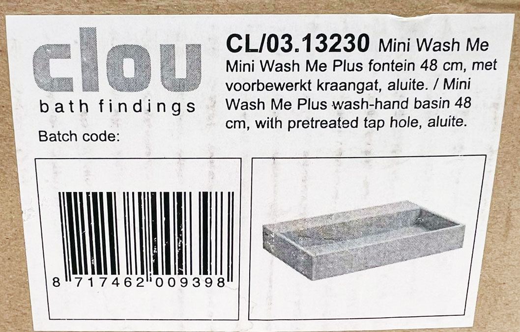 Clou Mini Wash Me Plus fontein 48cm zonder plug aluite mat wit