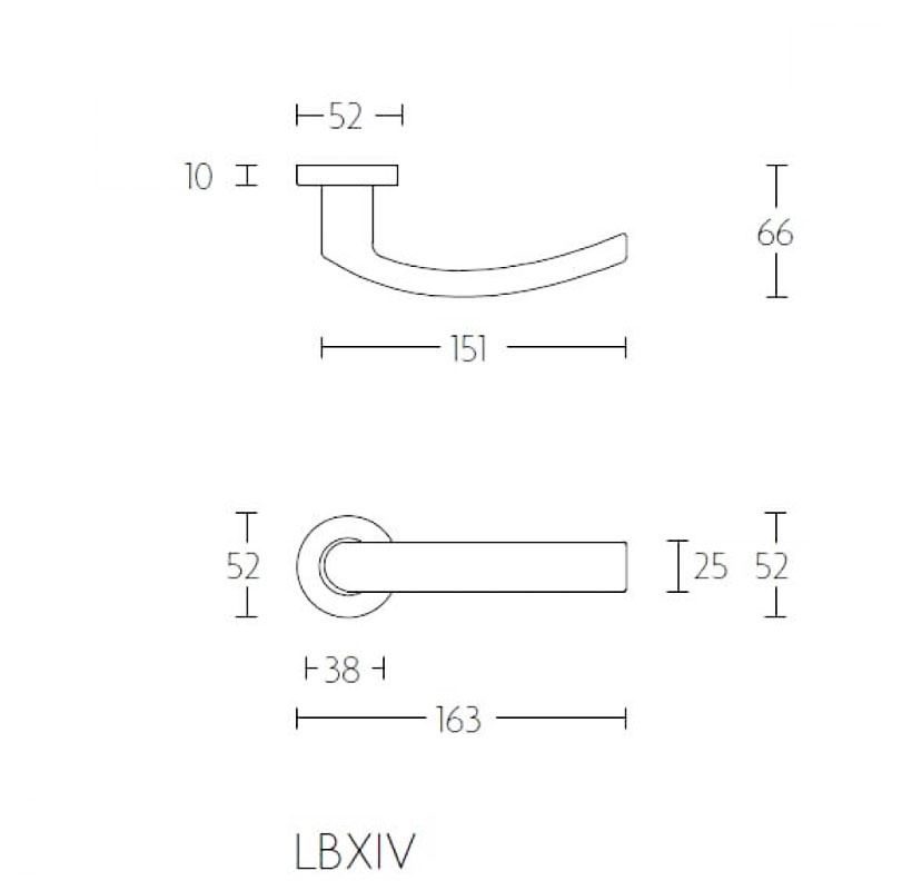 BASIC LBXIV Deurkrukken op ronde rozet PVD Koper