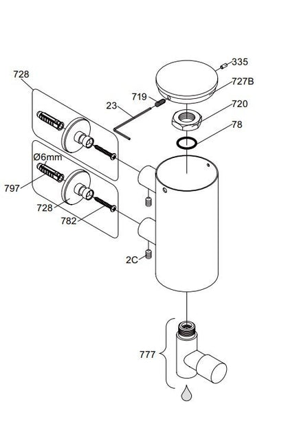 Vola T10JR-17 zeepdispenser wandmontage glans zwart