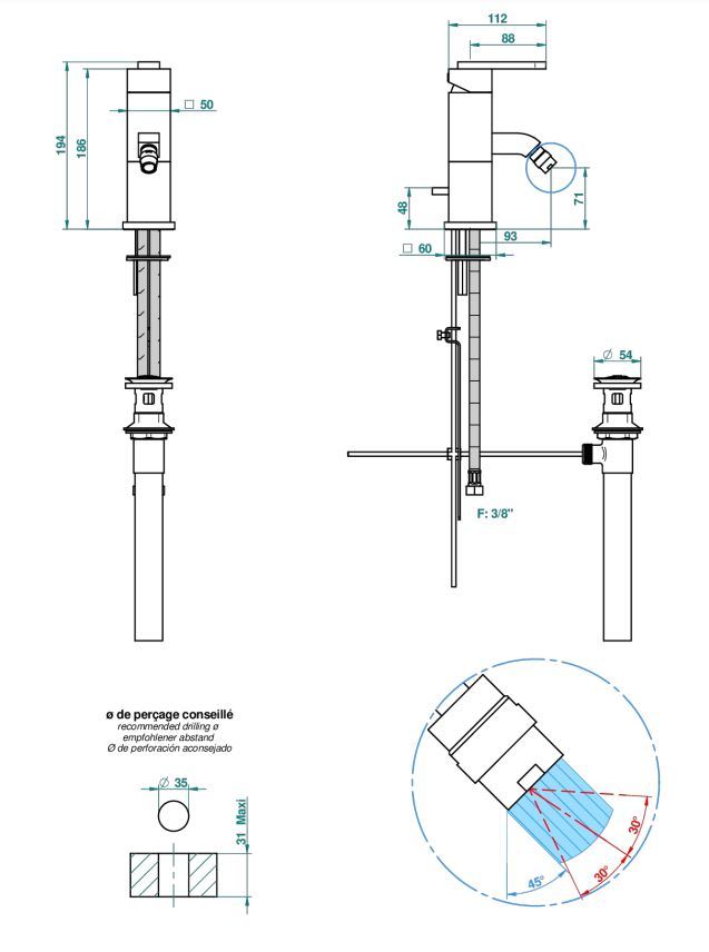 Waterworks THG Paris bidet of wastefelkraan RVS