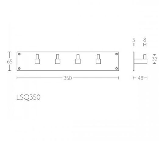 Linox Square LSQ350 wandkapstok RVS